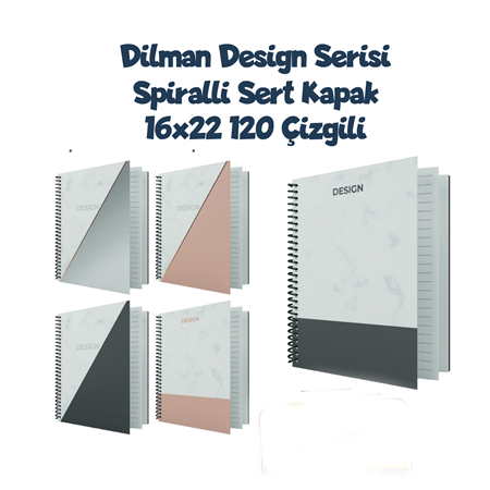Dilman 16x22 Design Kapak Spiralli Çizgili 120 YP