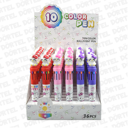 ColorPen Kitty Başlıklı 10 Renk Tükenmez Kalem