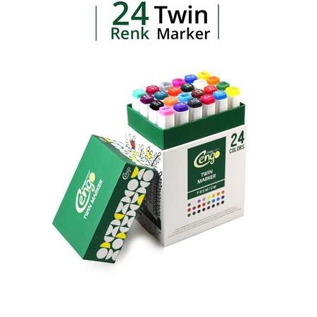 Cengo 24 Renk Çift Taraflı Twin Marker