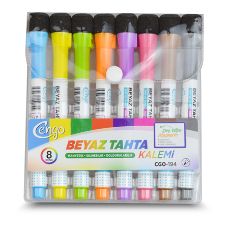 Cengo 8 Renk Mıknatıslı Silgili Tahta Kalemi